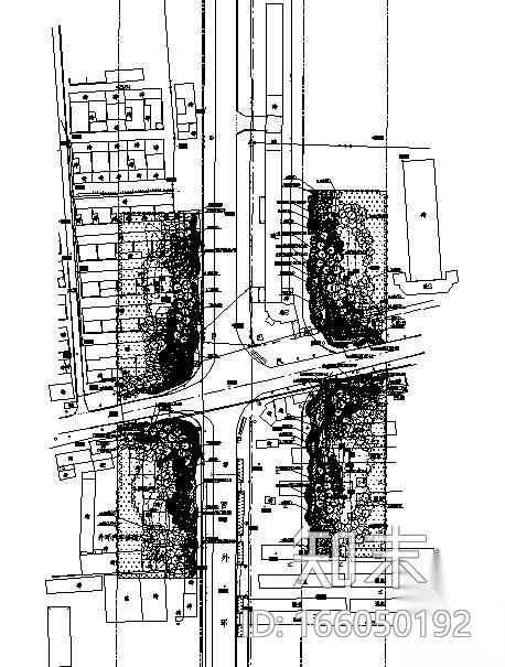 唐山市某道路节点绿化设计图cad施工图下载【ID:166050192】