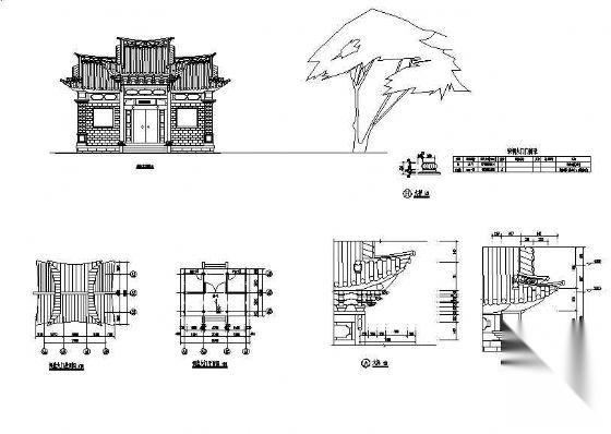 大理白族祠堂大门施工图cad施工图下载【ID:166231144】