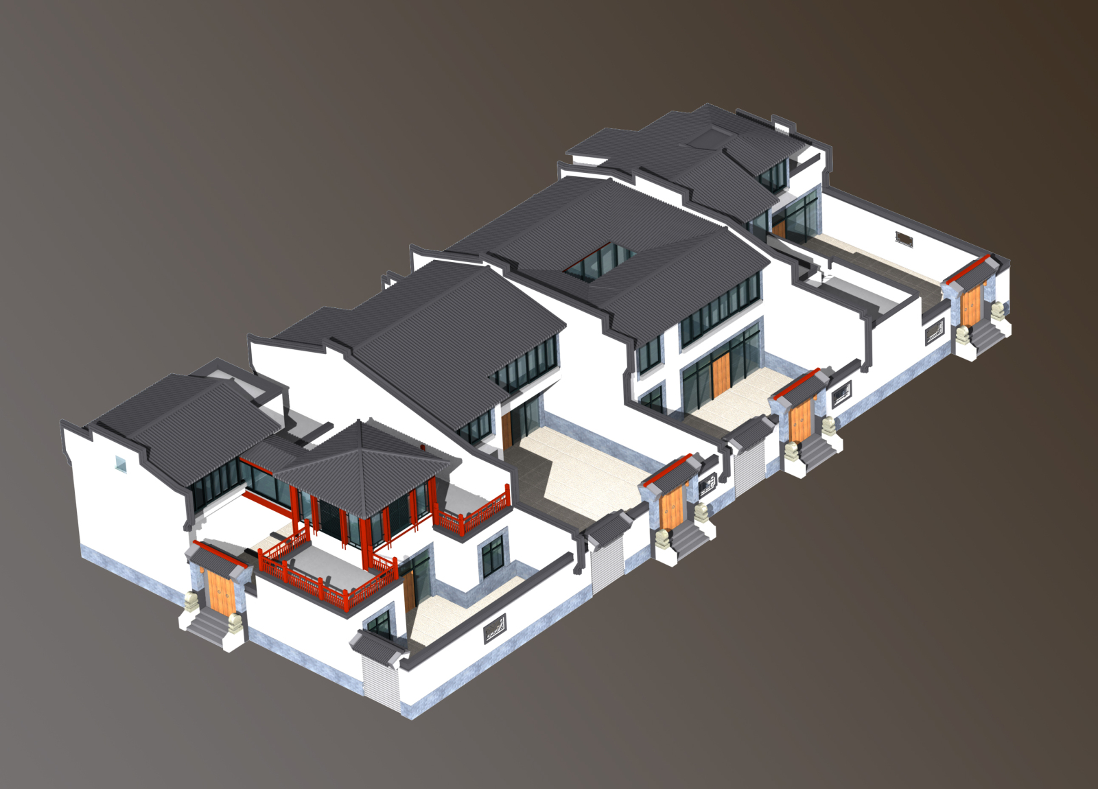 北方坡屋顶小二层三居四合院居住建筑施工图（含效果图）施工图下载【ID:149860103】