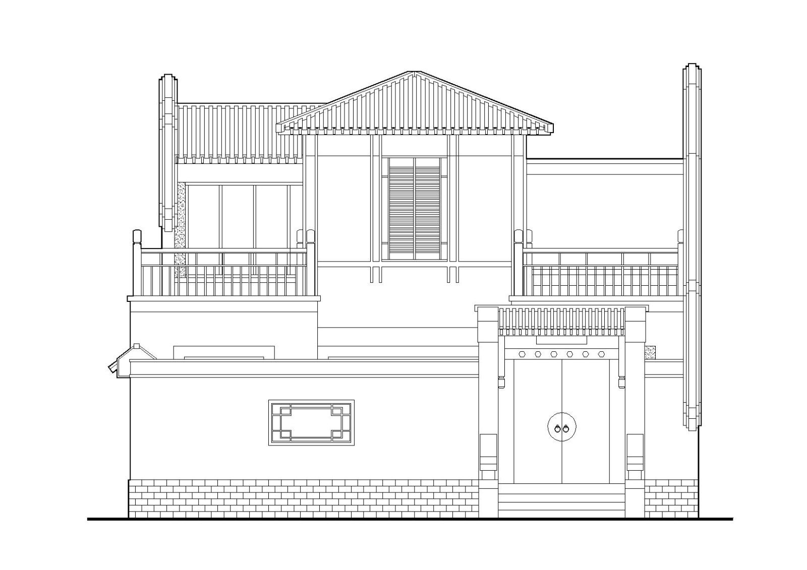 北方坡屋顶小二层三居四合院居住建筑施工图（含效果图）施工图下载【ID:149860103】