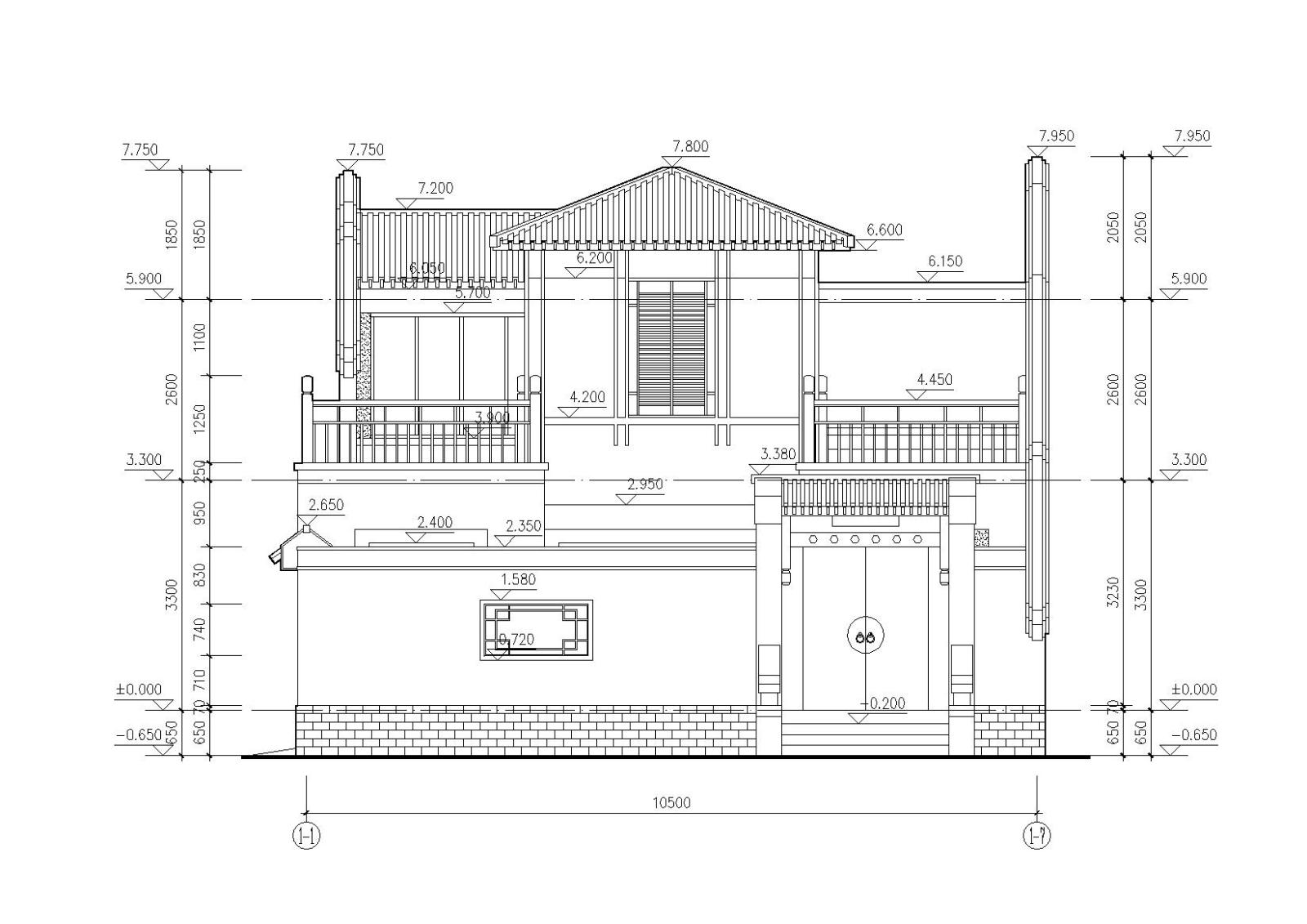 北方坡屋顶小二层三居四合院居住建筑施工图（含效果图）施工图下载【ID:149860103】