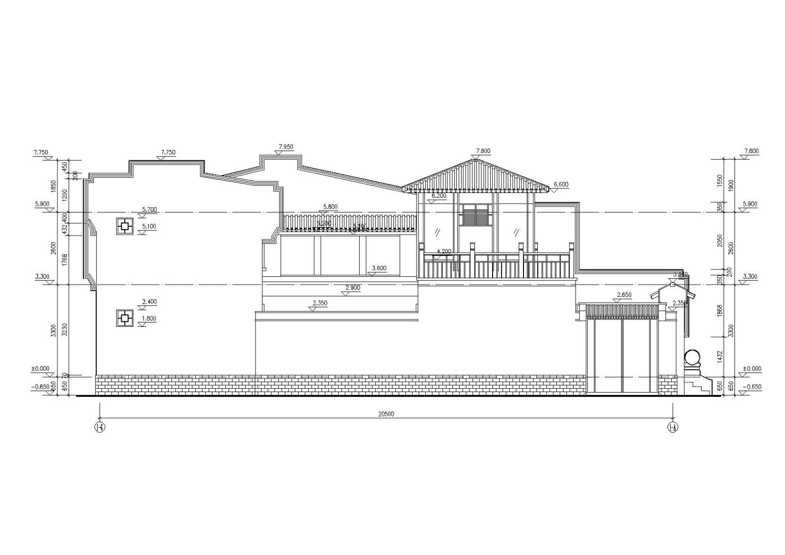 北方坡屋顶小二层三居四合院居住建筑施工图（含效果图）施工图下载【ID:149860103】