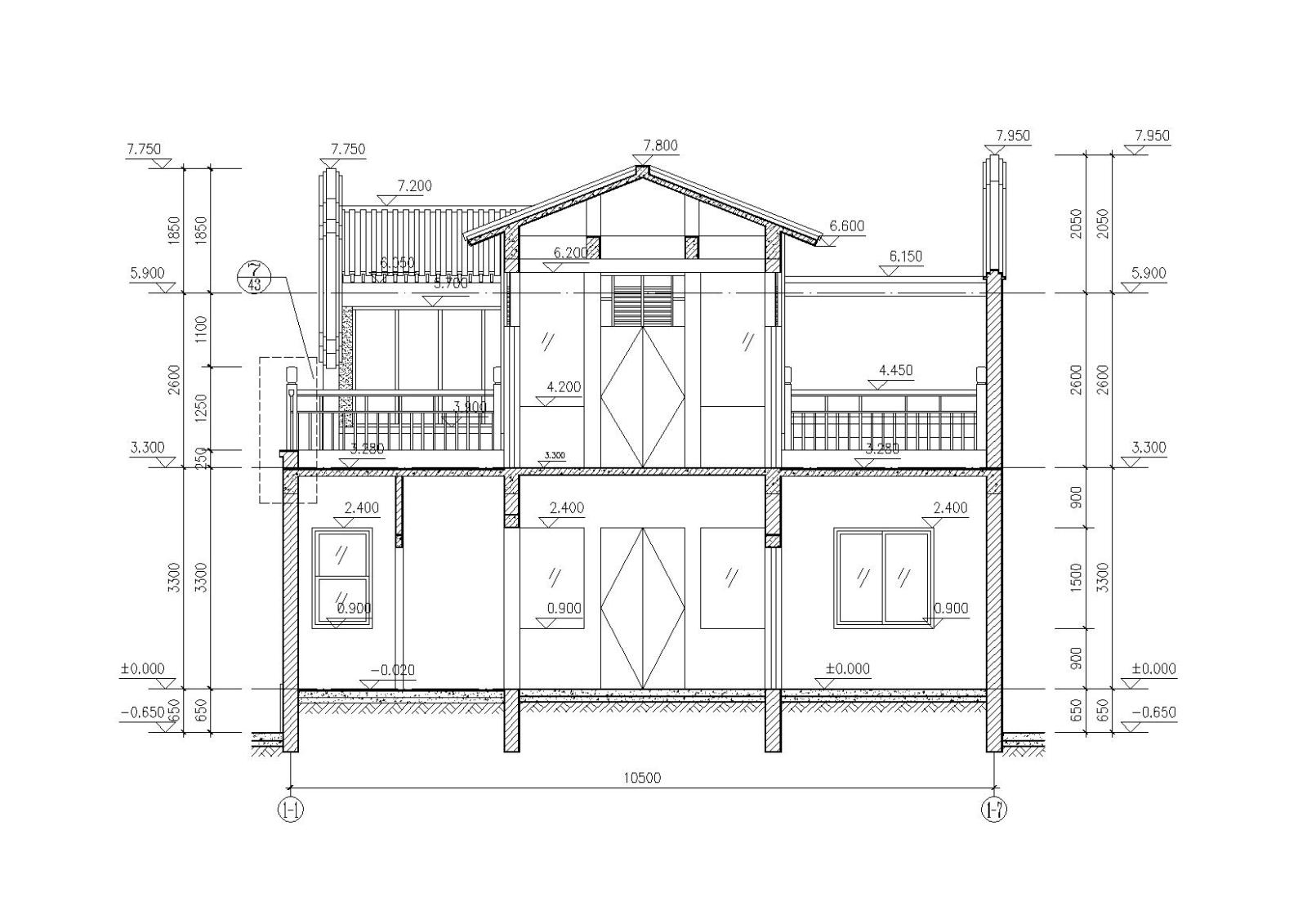 北方坡屋顶小二层三居四合院居住建筑施工图（含效果图）施工图下载【ID:149860103】