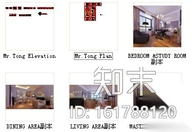 精致简约现代风格三居室样板间CAD装修施工图（含效果）施工图下载【ID:161788120】