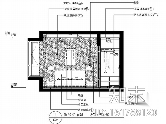 精致简约现代风格三居室样板间CAD装修施工图（含效果）施工图下载【ID:161788120】