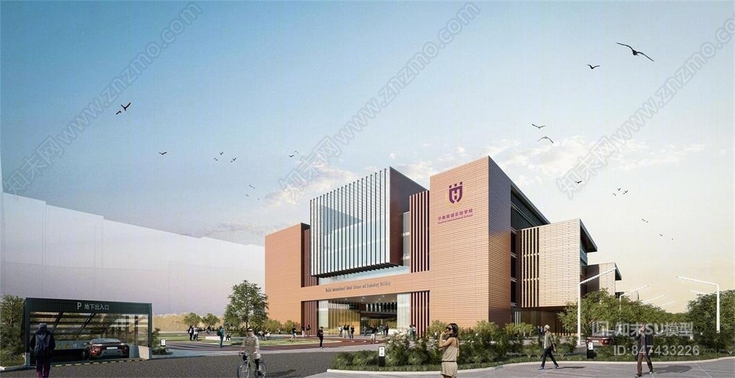 现代中小学科技楼教学楼SU模型下载【ID:847433226】