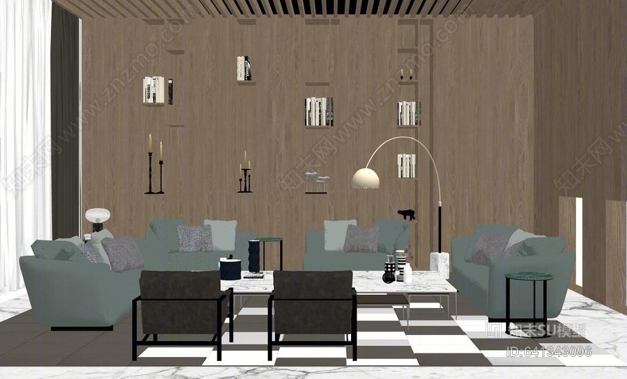 休息室室内设计SU模型下载【ID:641343096】