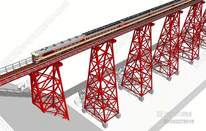 火车桥梁SU模型下载【ID:932278316】