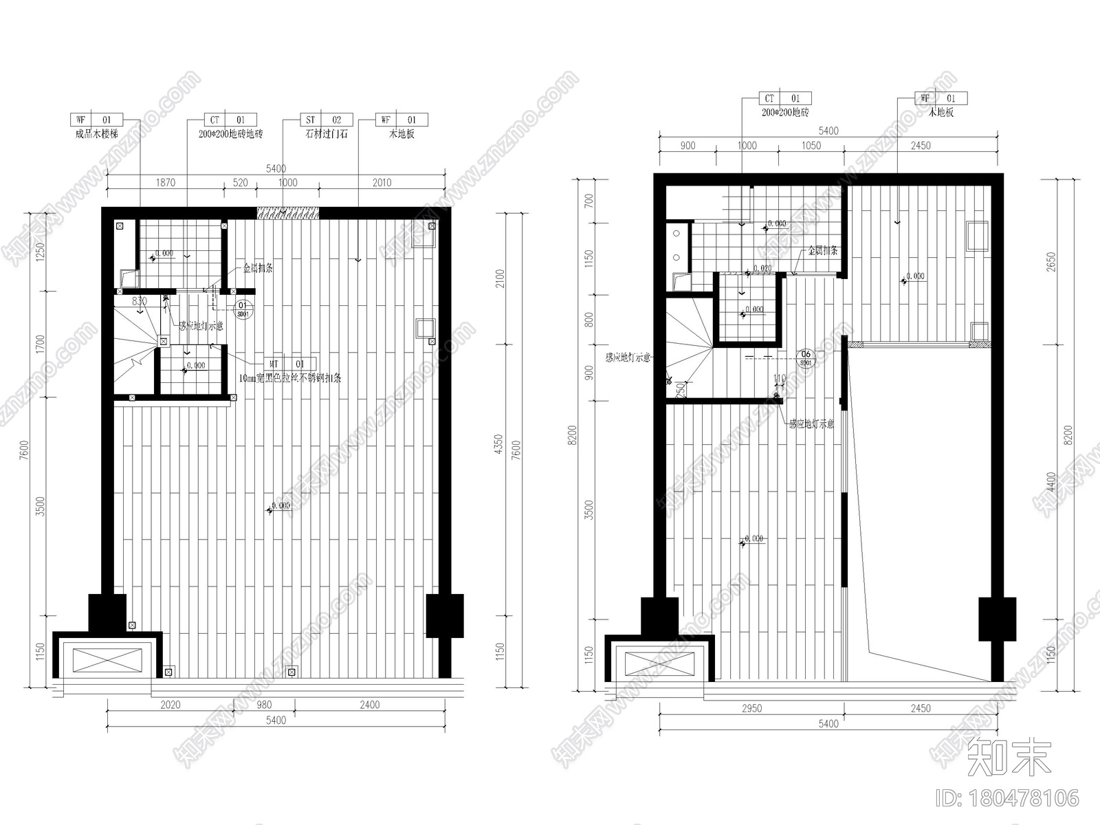 ​[北京]79㎡二居LOFT公寓样板间装修施工图施工图下载【ID:180478106】