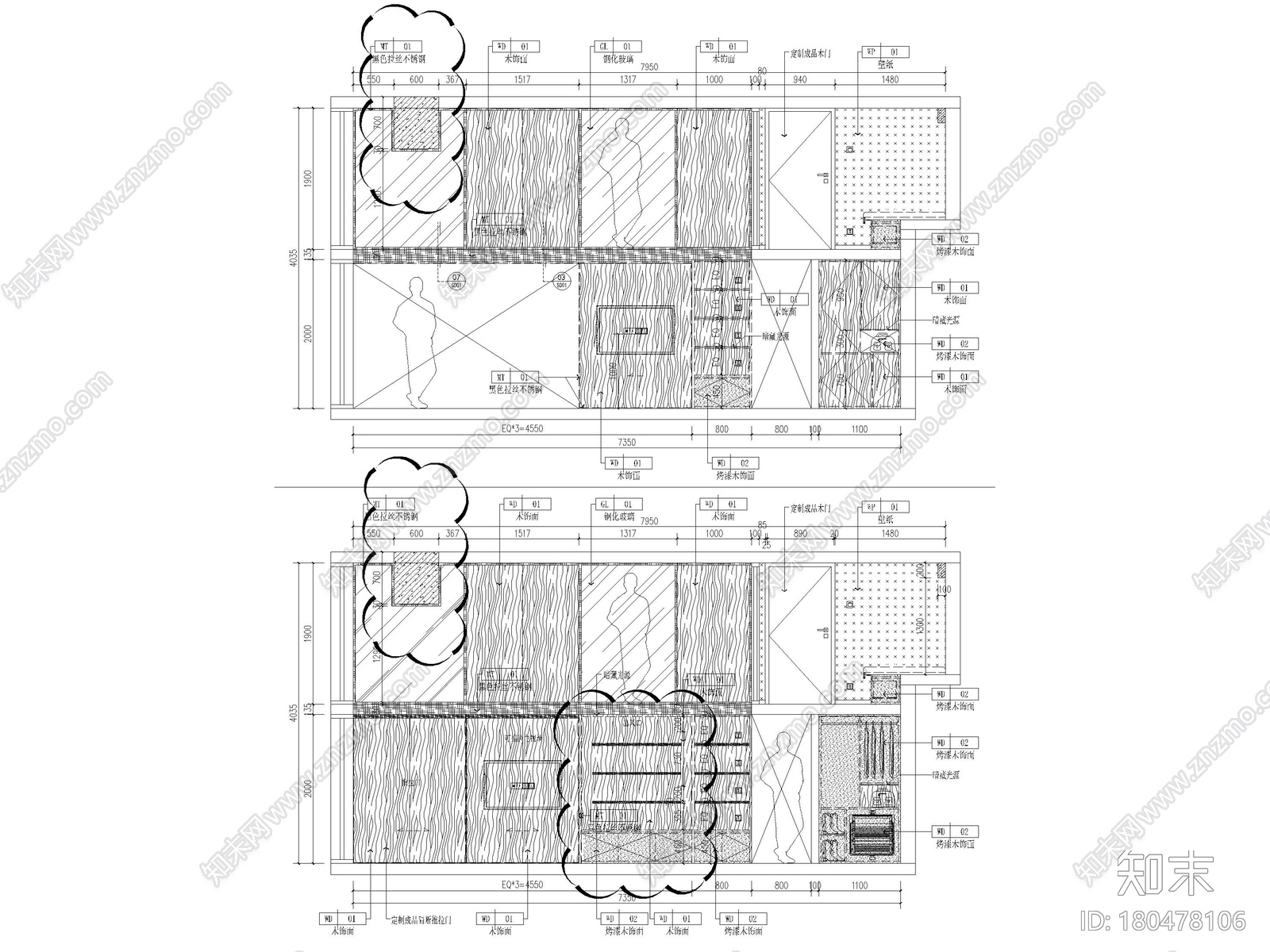 ​[北京]79㎡二居LOFT公寓样板间装修施工图施工图下载【ID:180478106】