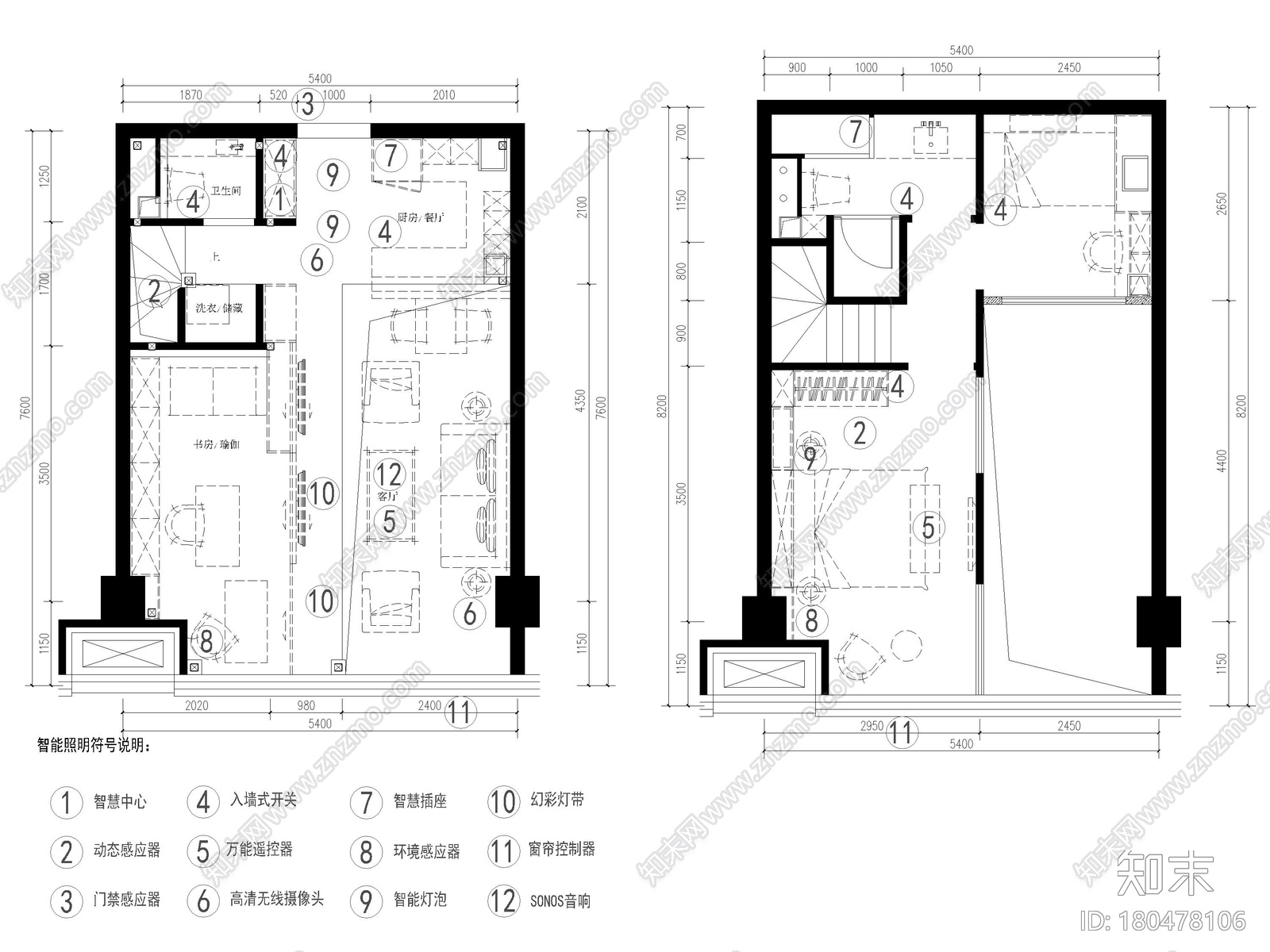 ​[北京]79㎡二居LOFT公寓样板间装修施工图施工图下载【ID:180478106】