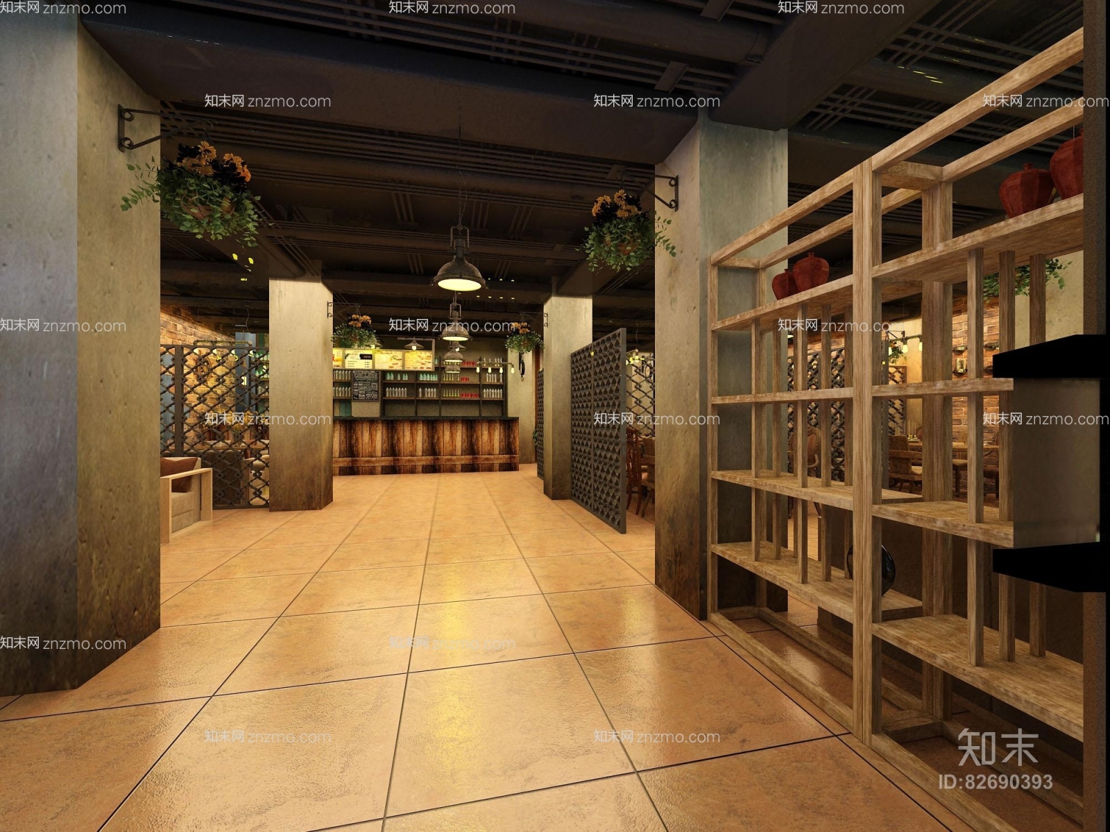 原木色木艺置物架3D模型下载【ID:82690393】