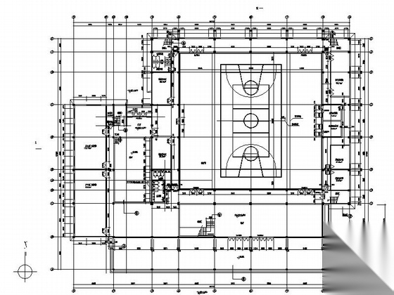 [上海]知名大学附属中学体育馆建筑设计施工图cad施工图下载【ID:165406152】