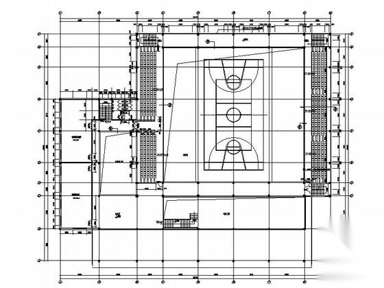 [上海]知名大学附属中学体育馆建筑设计施工图cad施工图下载【ID:165406152】