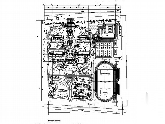 [上海]知名大学附属中学体育馆建筑设计施工图cad施工图下载【ID:165406152】