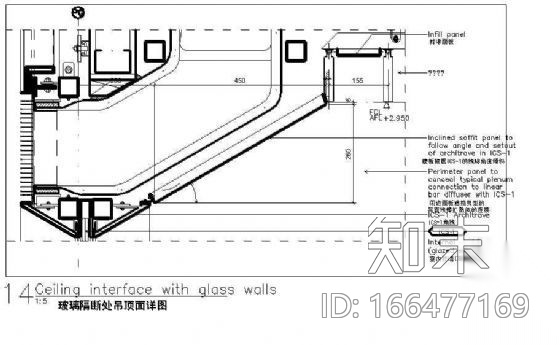 玻璃隔断处吊顶面详图cad施工图下载【ID:166477169】