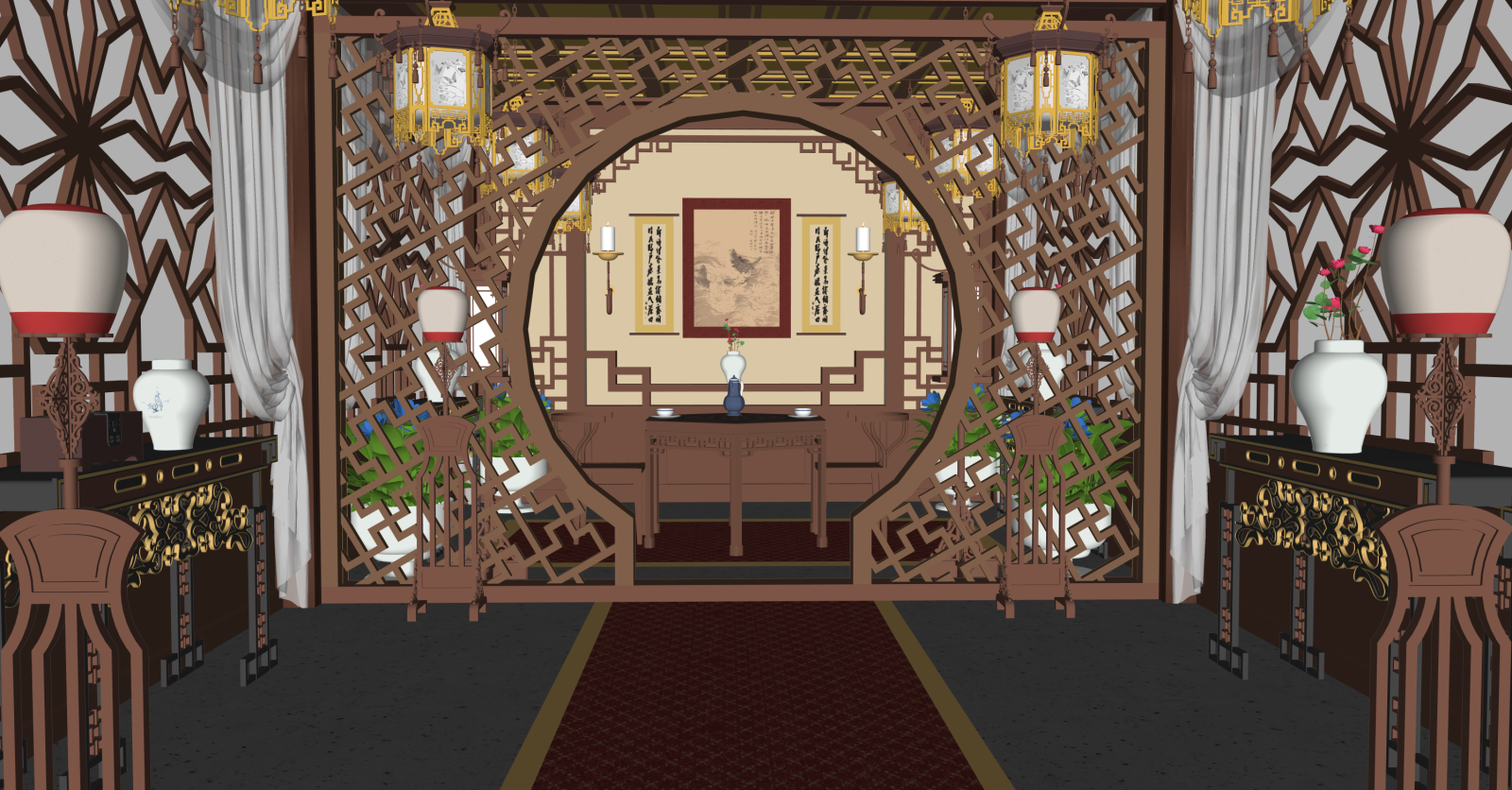 中式博物馆SU模型下载【ID:1216061859】