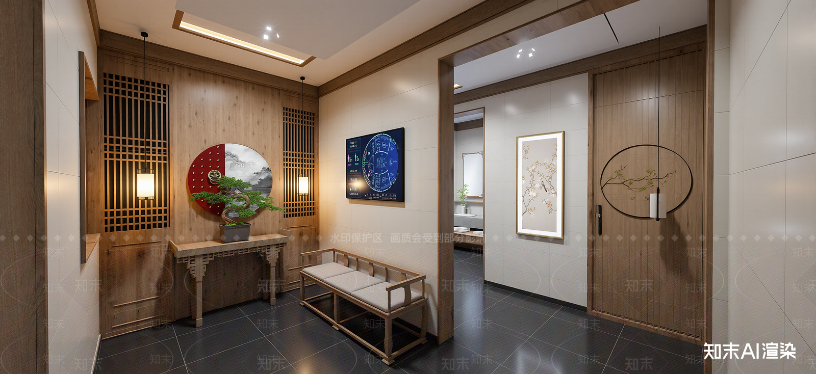 新中式酒店卫生间SU模型下载【ID:1222196630】