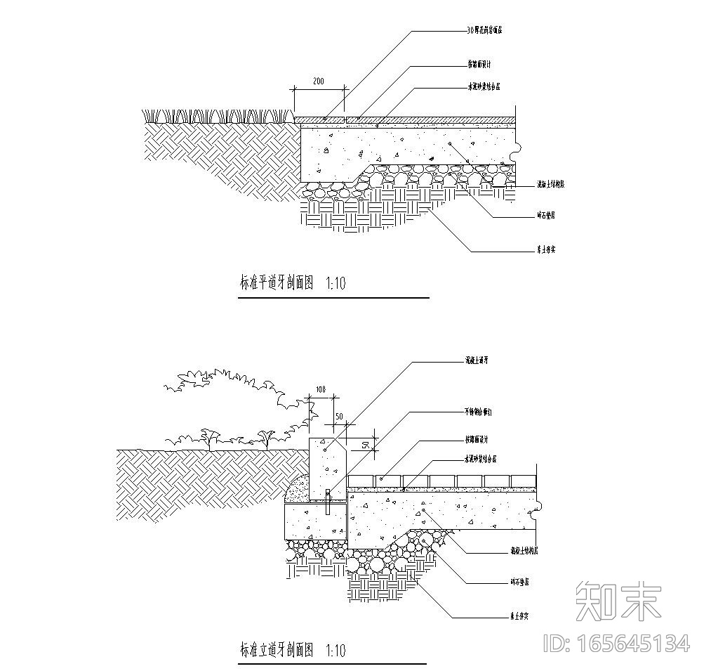 景观细部施工图—道路铺装施工图设计cad施工图下载【ID:165645134】