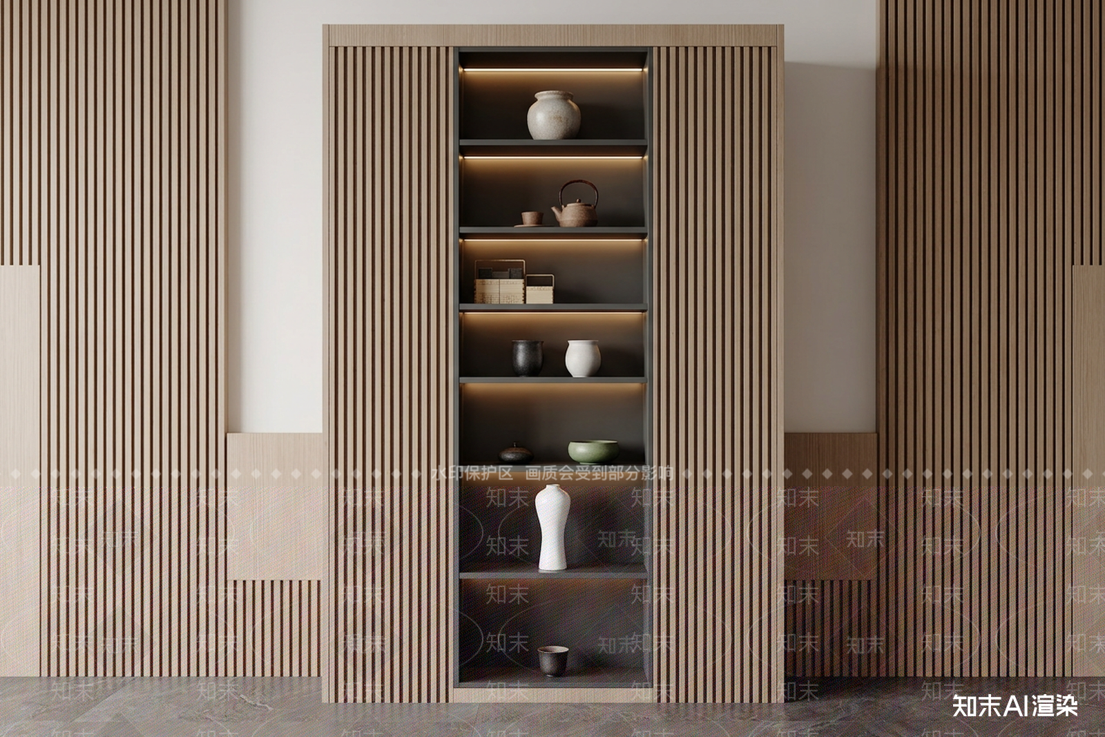 嵌入式展示柜茶柜3D模型下载【ID:1227534160】