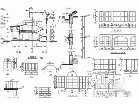 三层框架结构别墅结构施工图（含建筑图）施工图下载【ID:166461188】