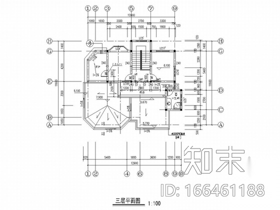 三层框架结构别墅结构施工图（含建筑图）施工图下载【ID:166461188】