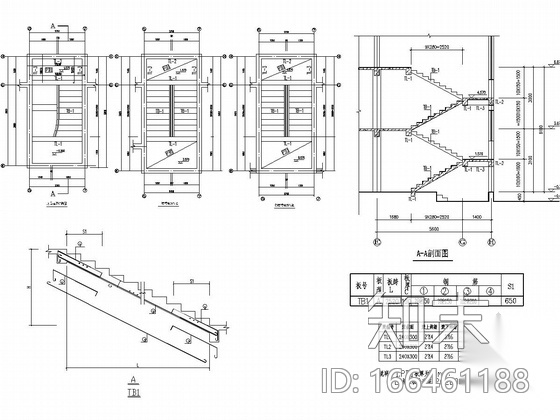 三层框架结构别墅结构施工图（含建筑图）施工图下载【ID:166461188】