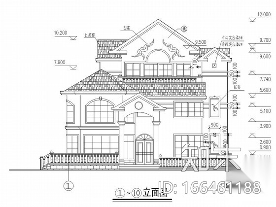 三层框架结构别墅结构施工图（含建筑图）施工图下载【ID:166461188】