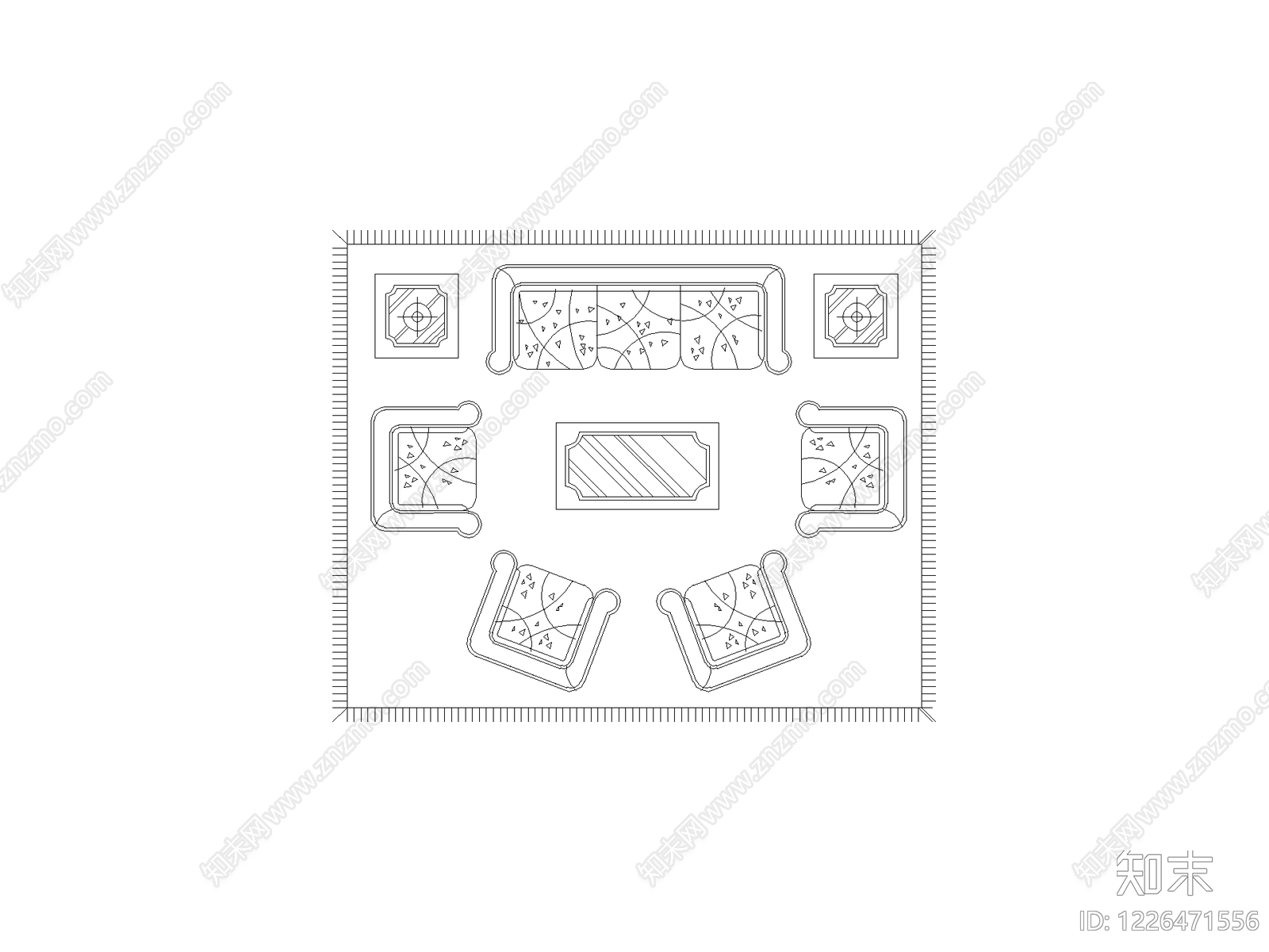 沙发cad施工图下载【ID:1226471556】