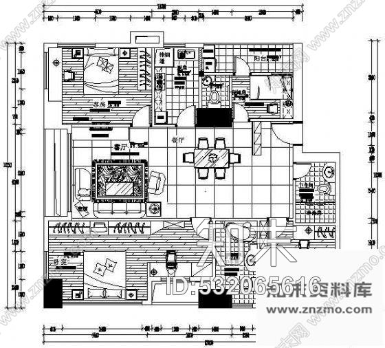 施工图某宾馆套房装修图cad施工图下载【ID:532065616】