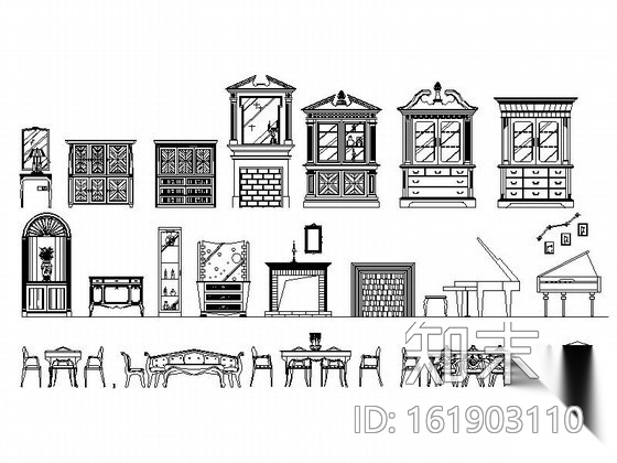 全套欧式风格家居CAD图块下载cad施工图下载【ID:161903110】
