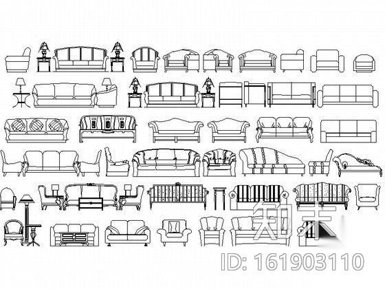 全套欧式风格家居CAD图块下载cad施工图下载【ID:161903110】