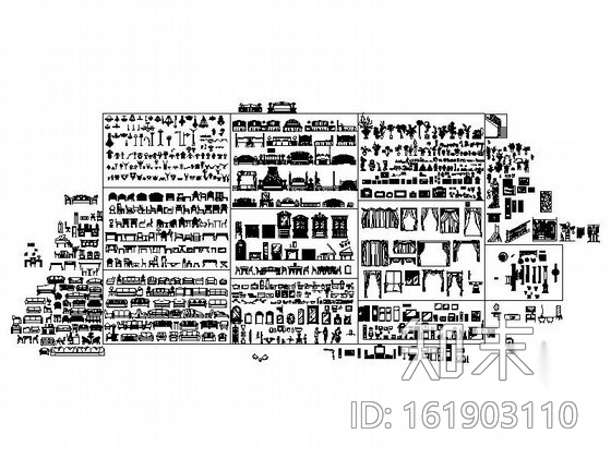 全套欧式风格家居CAD图块下载cad施工图下载【ID:161903110】