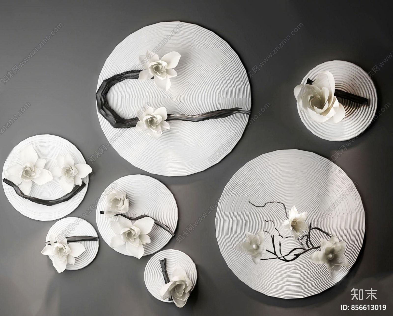 新中式禅意花卉挂饰3D模型下载【ID:856613019】