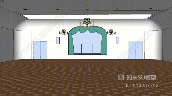 萨沃伊酒店宴会厅SU模型下载【ID:534237792】