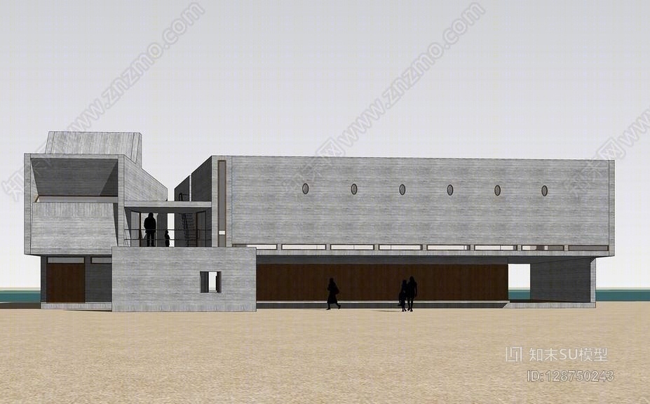 三联海边图书馆SU模型下载【ID:128750243】