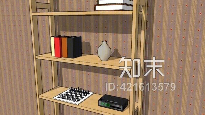 书架与物品SU模型下载【ID:421613579】