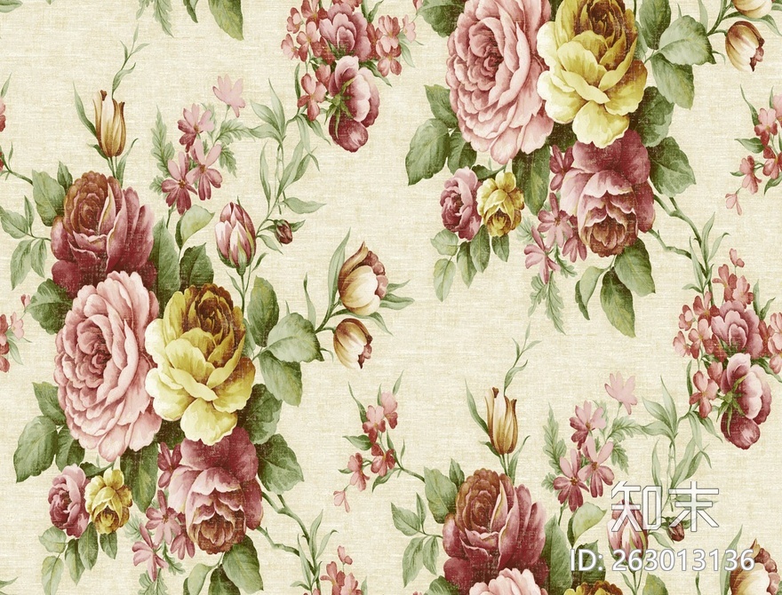 无缝欧式花墙纸贴图下载【ID:263013136】