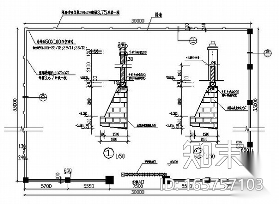 某围墙大门建筑大样图施工图下载【ID:165757103】