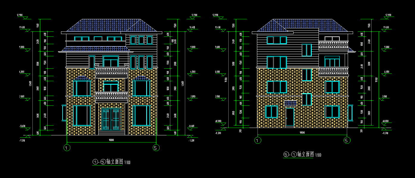 三层现代流派建筑别墅设计（包含效果图+CAD）cad施工图下载【ID:168122113】