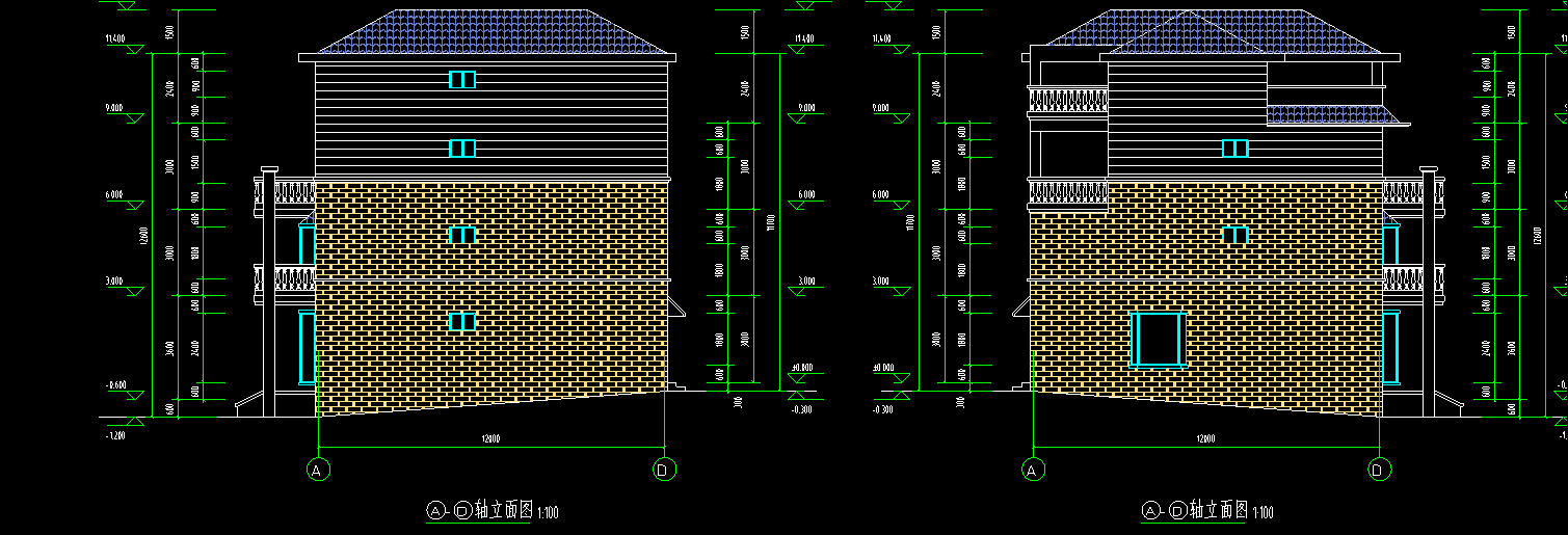 三层现代流派建筑别墅设计（包含效果图+CAD）cad施工图下载【ID:168122113】