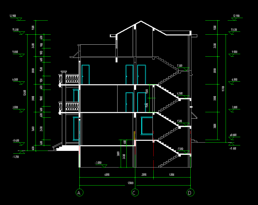 三层现代流派建筑别墅设计（包含效果图+CAD）cad施工图下载【ID:168122113】