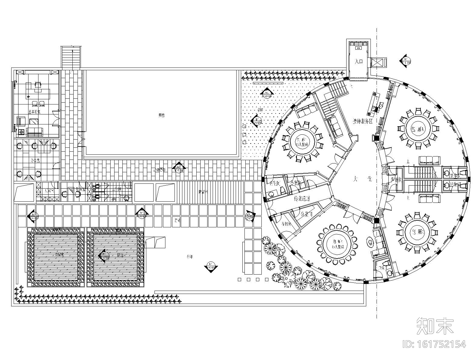 [南通]新中式大型餐厅内部装修全套施工图cad施工图下载【ID:161752154】