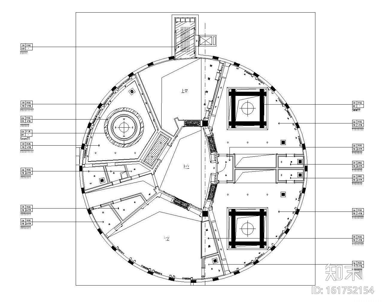 [南通]新中式大型餐厅内部装修全套施工图cad施工图下载【ID:161752154】