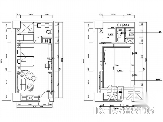 皇家酒店两套客房样板房装修图施工图下载【ID:167885105】