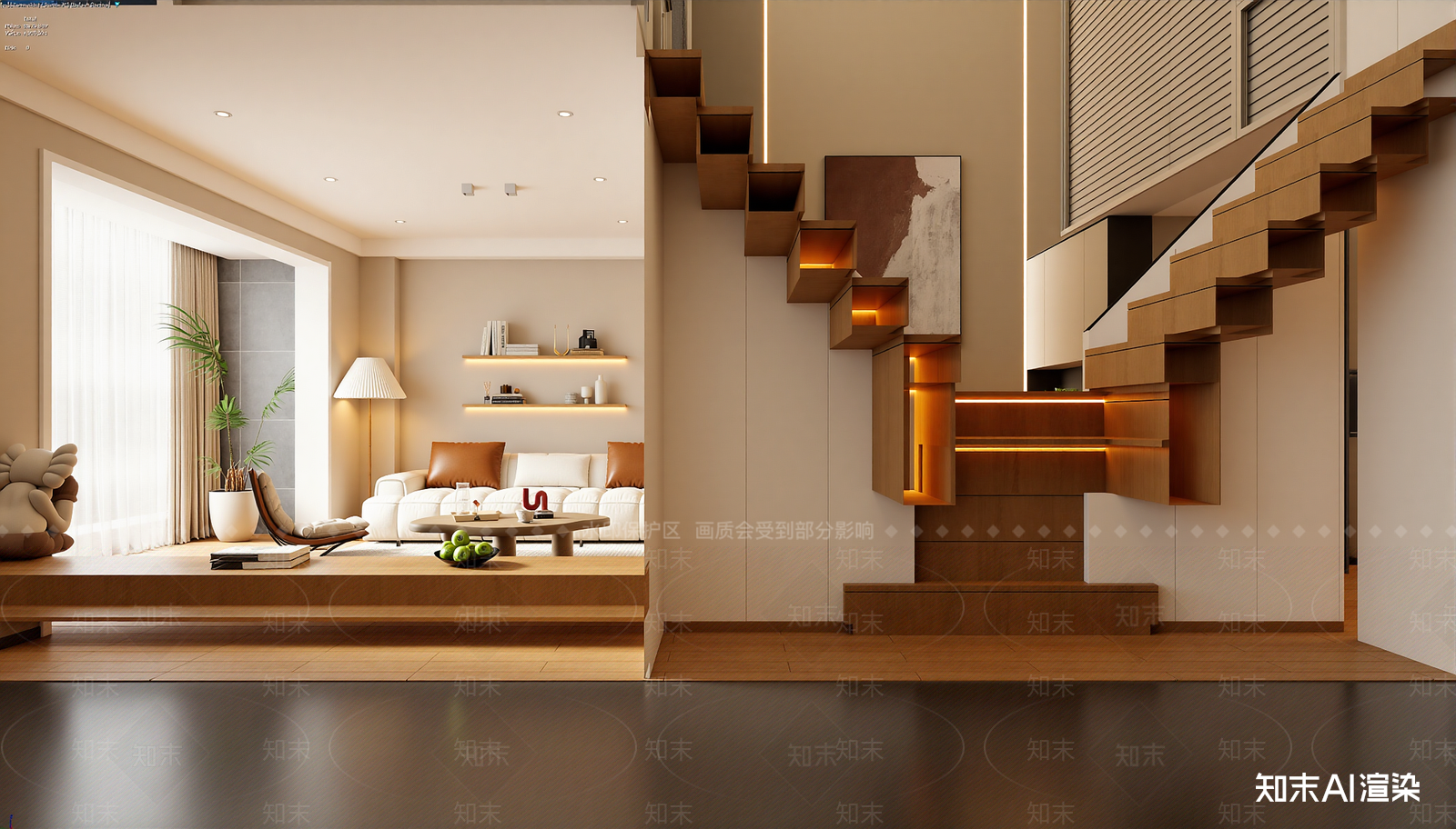 现代挑空客厅3D模型下载【ID:1222023013】