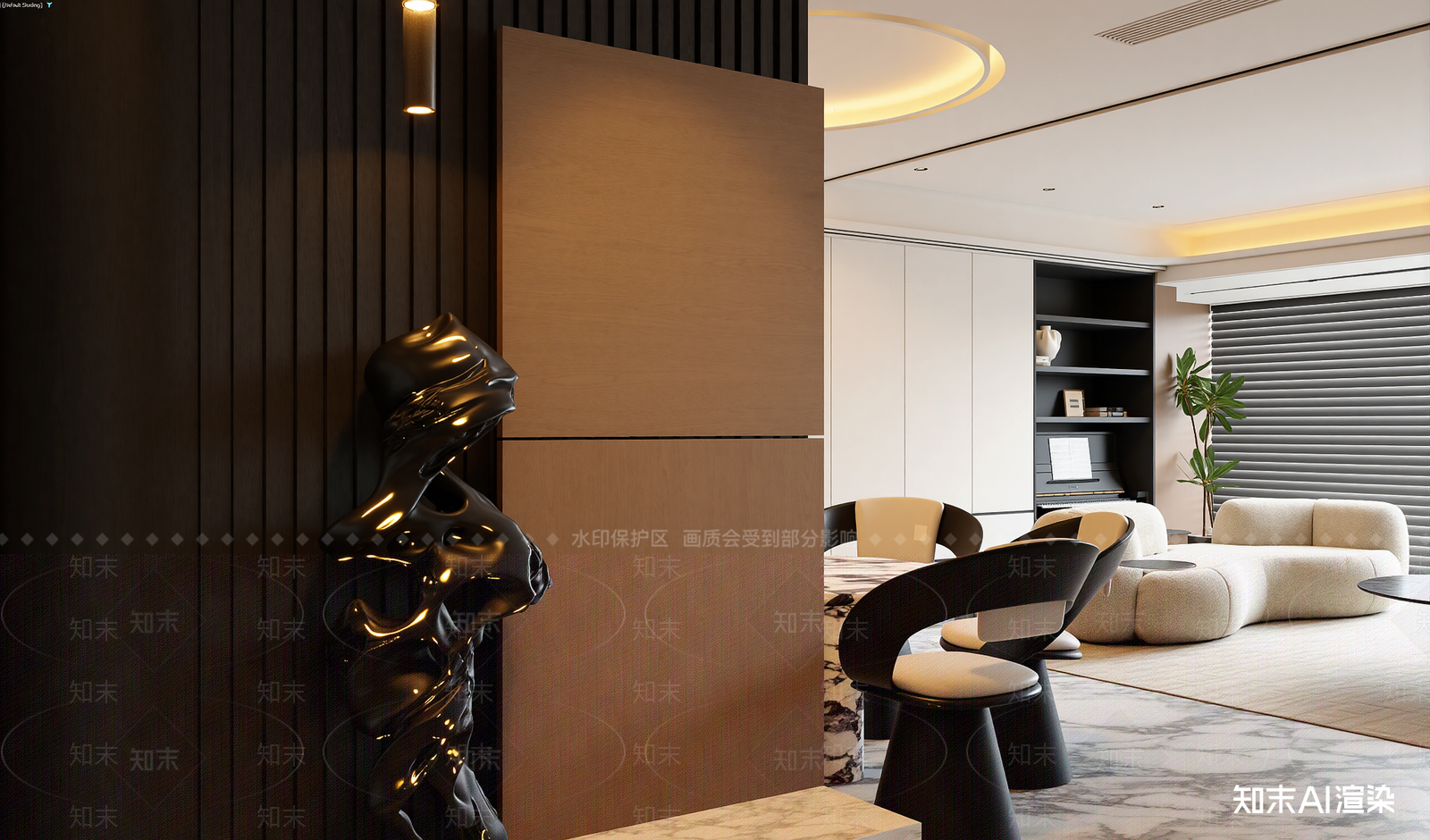 现代客餐厅3D模型下载【ID:1221496494】