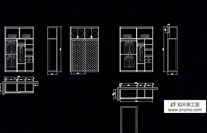 各种衣柜的立面图！标准尺寸！施工图下载【ID:36908830】