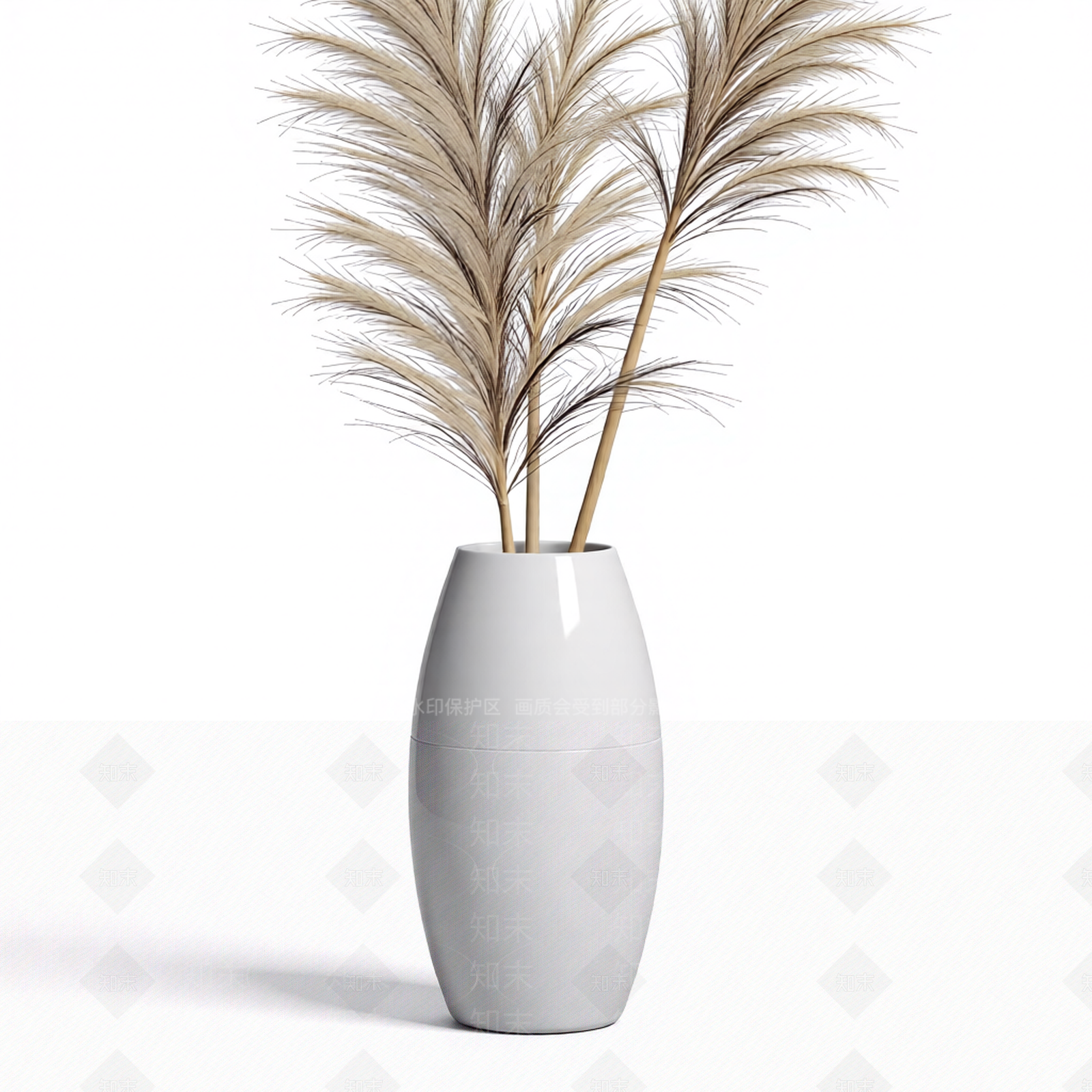 白色花瓶配芦苇装饰3D模型下载【ID:1206182777】