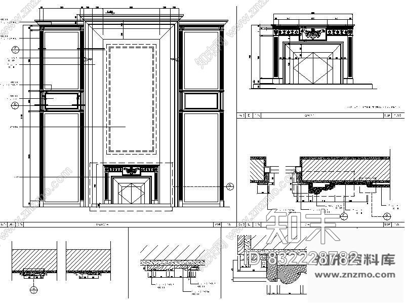 图块/节点客厅电视墙详图cad施工图下载【ID:832228782】